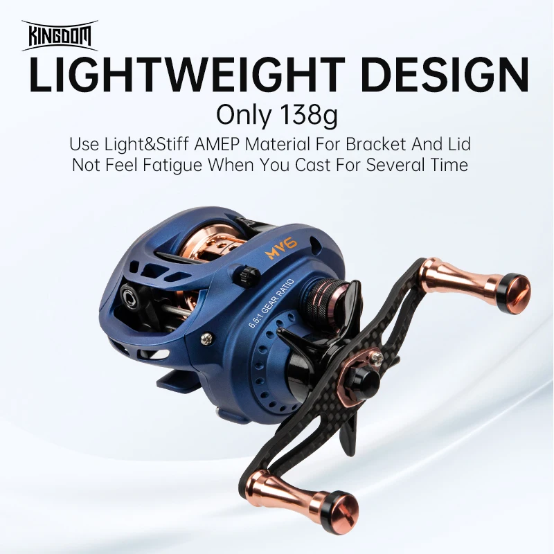 Ультралегкая Рыболовная катушка KINGDOM 138g MICRO FLY-MV6 из углеродного волокна для