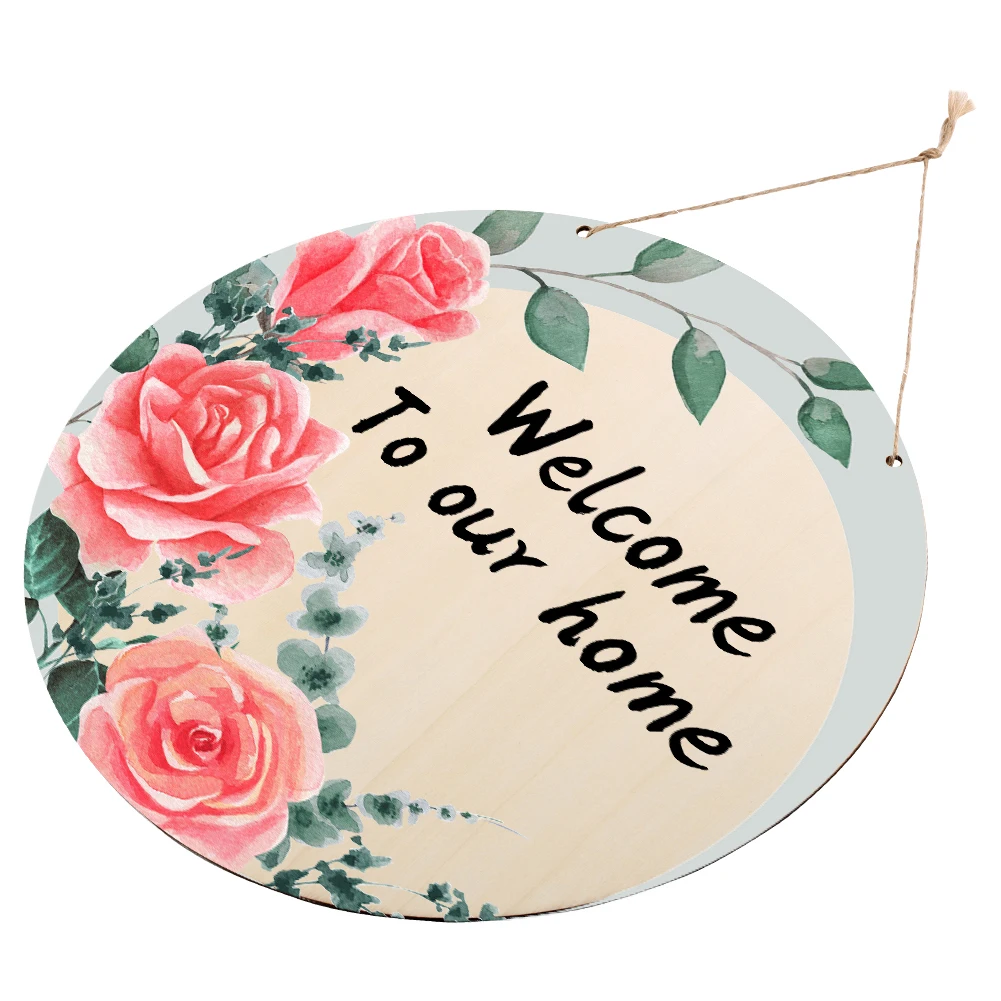 

Home Sign Welcome Decor Hanging Plaques Interchangeable Wooden Door Hanger Ornaments Seasonal Decorative Door Tag Shop