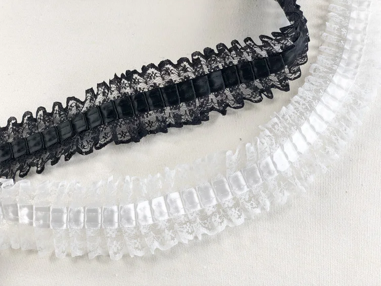 1 м/лот черно-белая Тюлевая лента из кружева аксессуары для обивки края DIY юбки