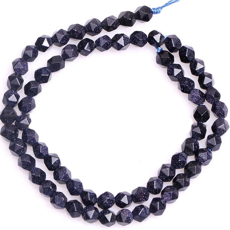 

Blue Sand Stone Semi Precious Round Faceted Beads for Jewelry Making