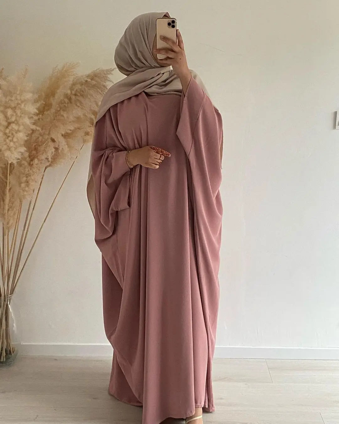 

Women Prayer Garment Ramadan Nida Muslim Hijab Dress Loose Batwing Sleeve Dubai Abaya Turkey Islam Clothes Jilbab Niqab Djellaba