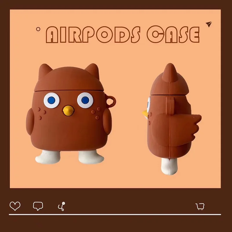 3D силиконовый тупой Симпатичные Сова черный/коричневый Цвет Airpods зарядным