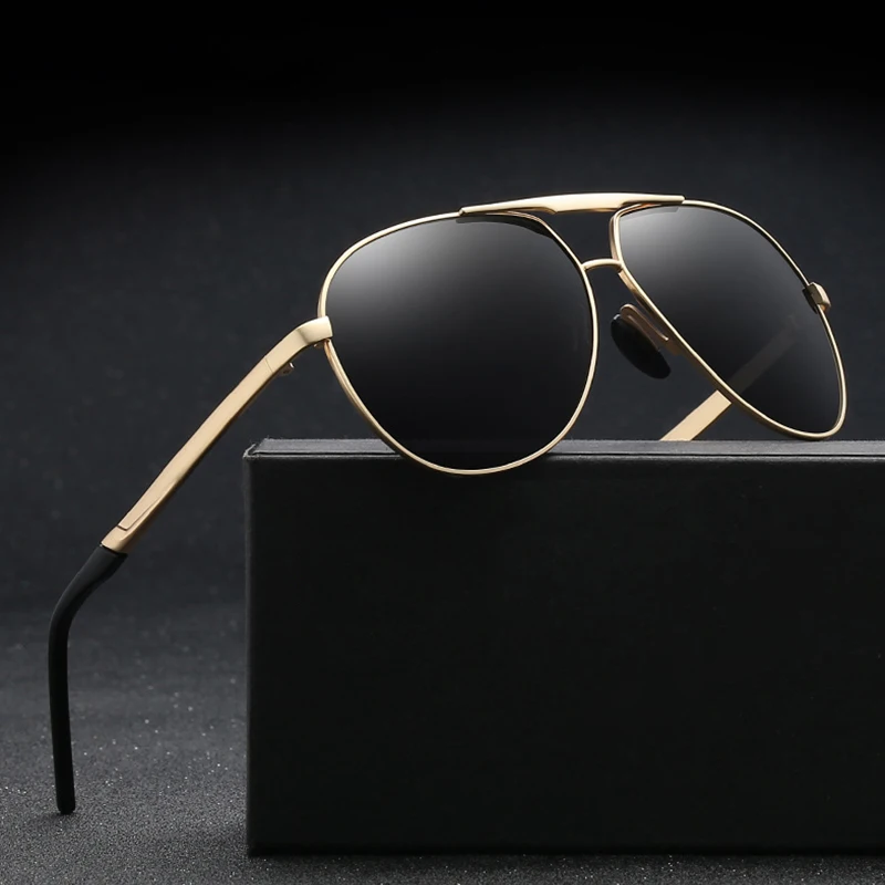 Солнцезащитные очки TR90 мужские в металлической овальной оправе модные
