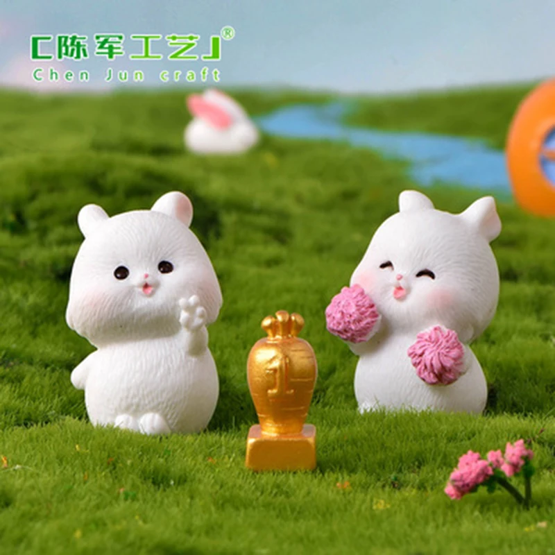 

ZOCDOU 1 Piece Cute Animal Cartoon Fat Rabbit Small Statue Little Figurine Crafts Figure Ornament Miniatures