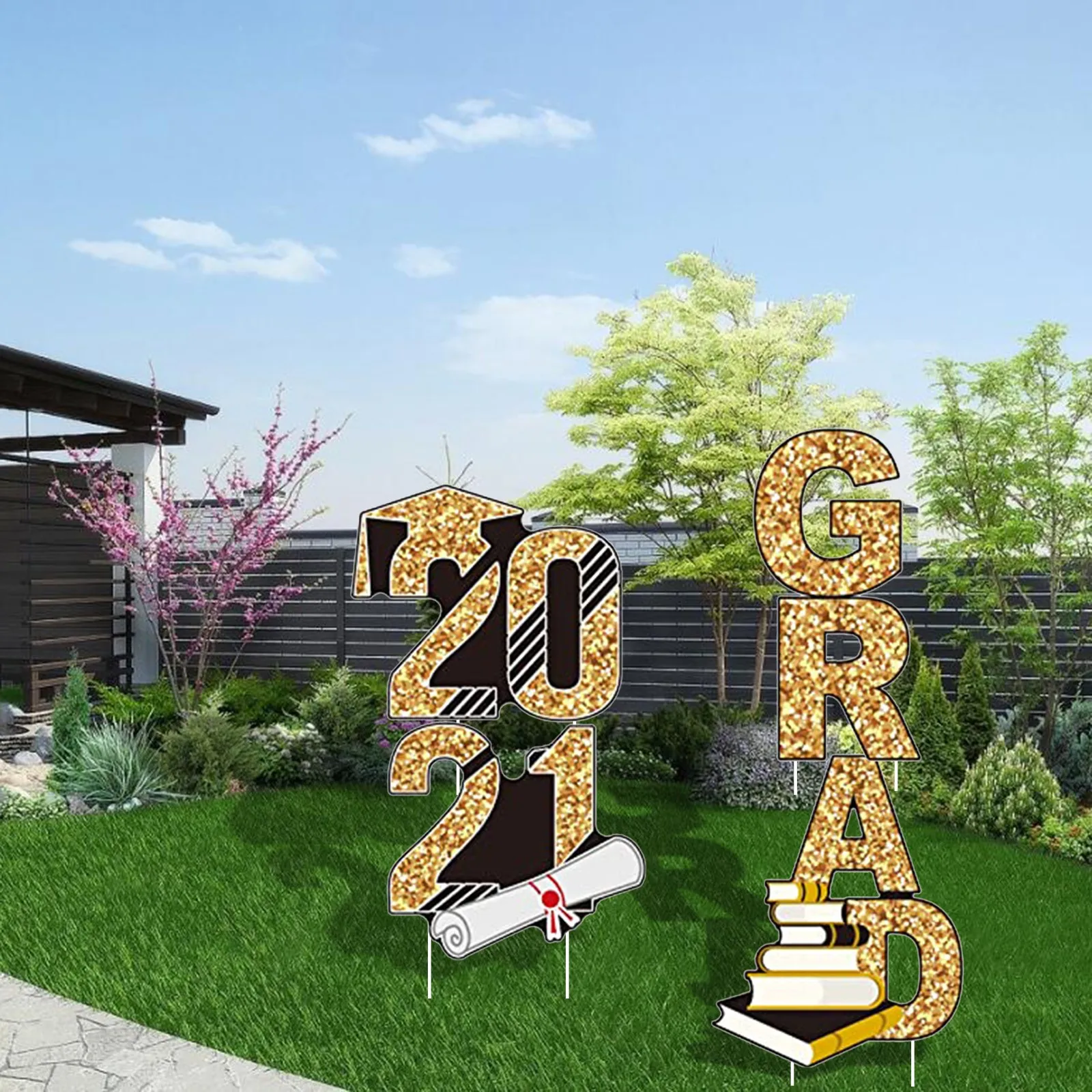 

Graduation Party Decoration 2021 Wooden Sign Waterproof DIY Lawn Yard Sign Garden Decoration Outdoor Home Decor Antistress Gift