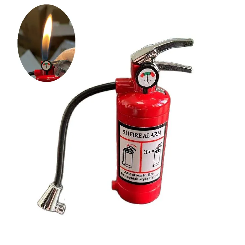 

Creative Butane Gas Lighter Metal Fire Extinguisher Shape With Illuminator Inflatable Lighter Cigarette Accessories Men Gift