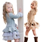 Платье-свитер для девочек, осенне-зимнее платье-пачка принцессы для девочек, теплый пуловер с длинными рукавами, вязаный свитер, детская одежда