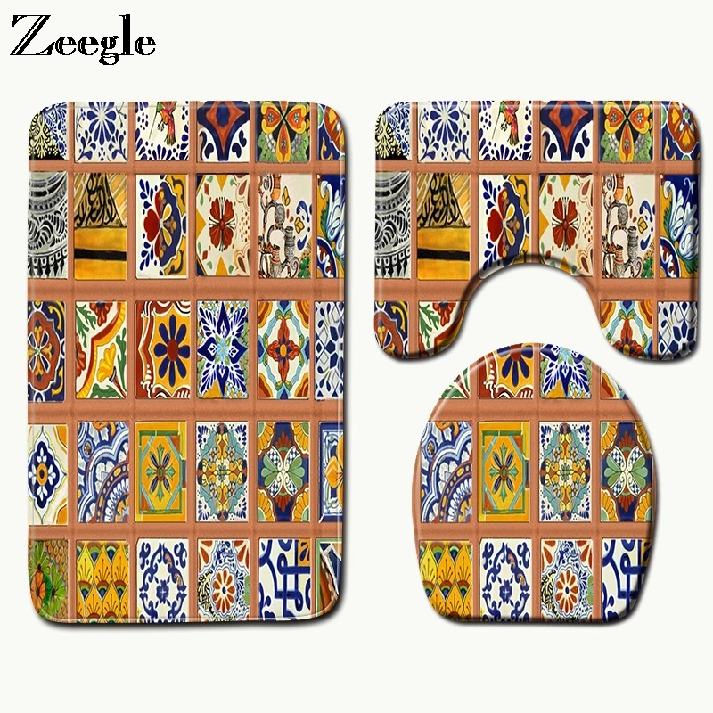 

Набор ковриков для ванной Zeegle, Противоскользящий коврик для ванной, коврик для туалетов, Впитывающий Коврик для сиденья унитаза, набор ковр...