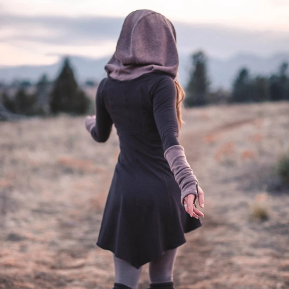 PYL платье с капюшоном женское лоскутное облегающее и расклешенное винтажное