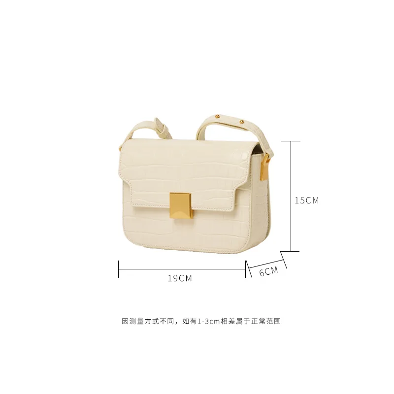 

2021 spring new style leather handbags fashion simple crocodile pattern one shoulder messenger small square bag