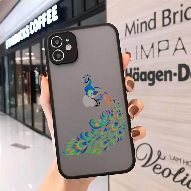 

peacock cartoon animal Phone Cases matte transparent For iphone 7 8 11 12 plus mini x xs xr pro max cover