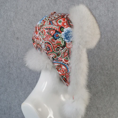 natural fox fur 2 Натуральный Лисий мех, шапки-бомберы, зимние теплые женские пушистые шапки-ушанки из меха лисы, роскошные шапки хорошего качества из натуральной кожи - Цвет: natural fox fur 2