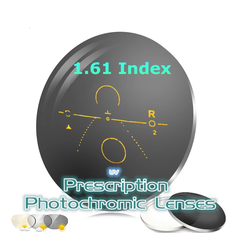 1.61 Index Aspheric Progressive Photochromic Addition Multifocal Transition Lens Prescription Myopia/Hyperopia/Presbyopia 2 PCS