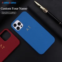 personalization initial name luxury genuine leather custom phone case for iphone 12 11 pro x xr xs max 7 8 plus diy phone cover