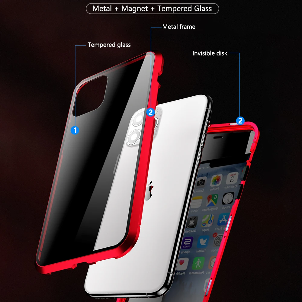 Магнитный чехол для задней панели телефона с металлической рамкой iPhone 11 Pro Max XS MAX X