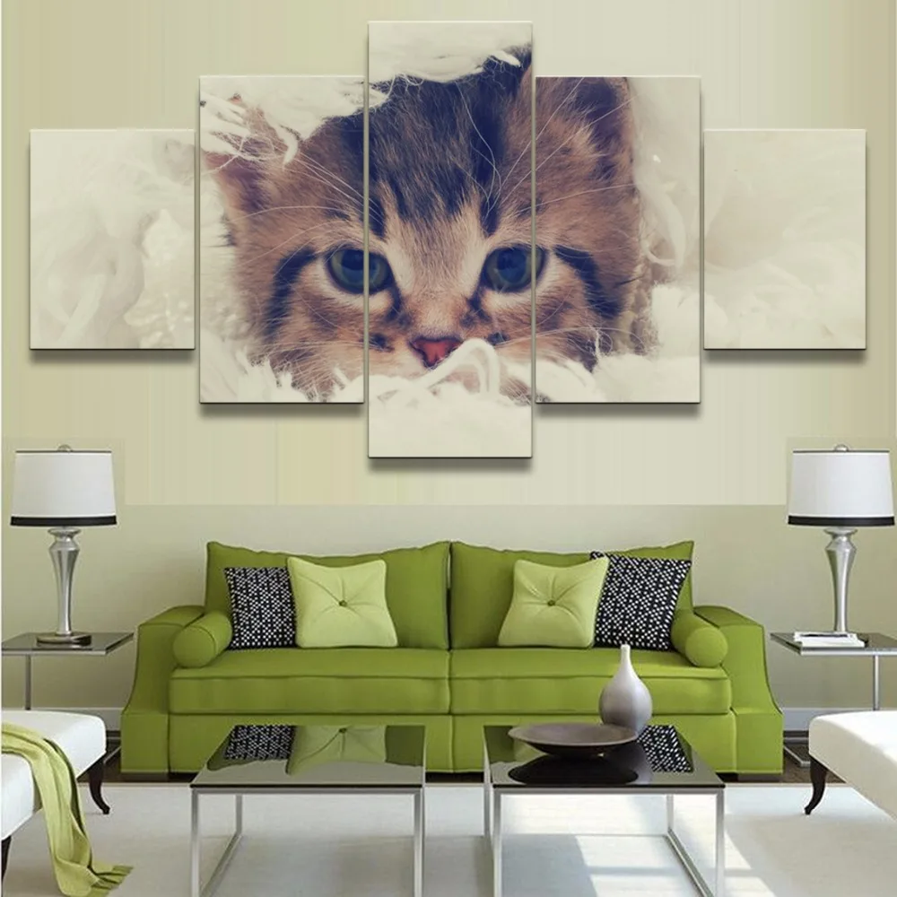 

Canvas Art Prints Poster 5 Pieces Animal Cat Wall Modular Picture Home Frame Decoration Living Room Modern Paintings Artwork