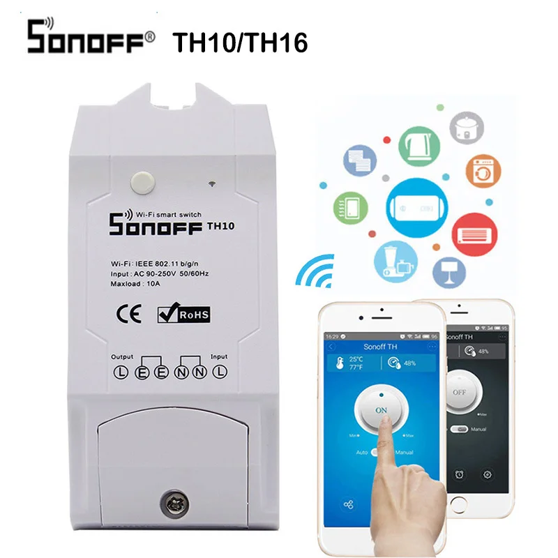 Беспроводной Wifi переключатель SONOFF TH10/TH16 датчик для интеллектуальное реле
