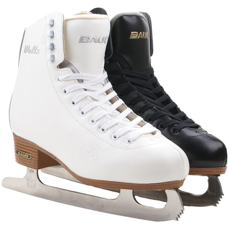 New Adult Thermal Warm Thicken Figure Skating Ice Skates Shoes With Ice Blade PVC Waterproof White Black