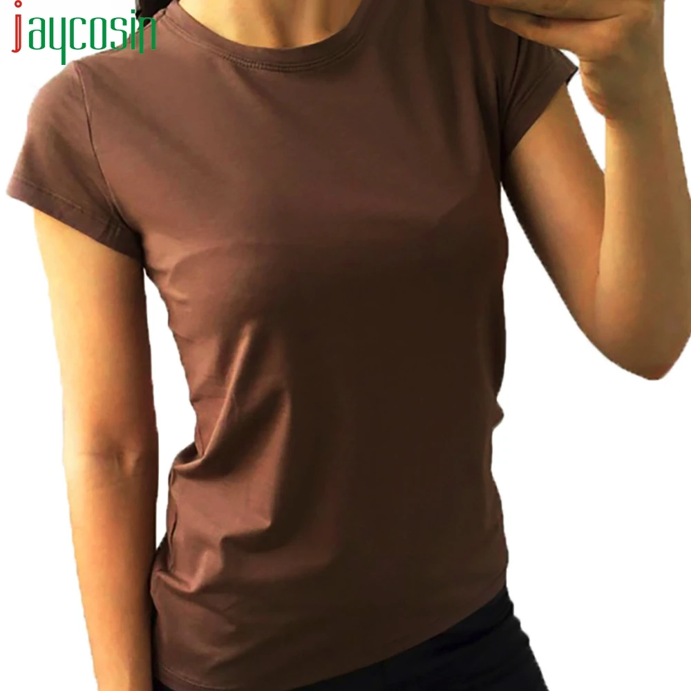 Простая футболка высокого качества Женская свободная эластичная Базовая