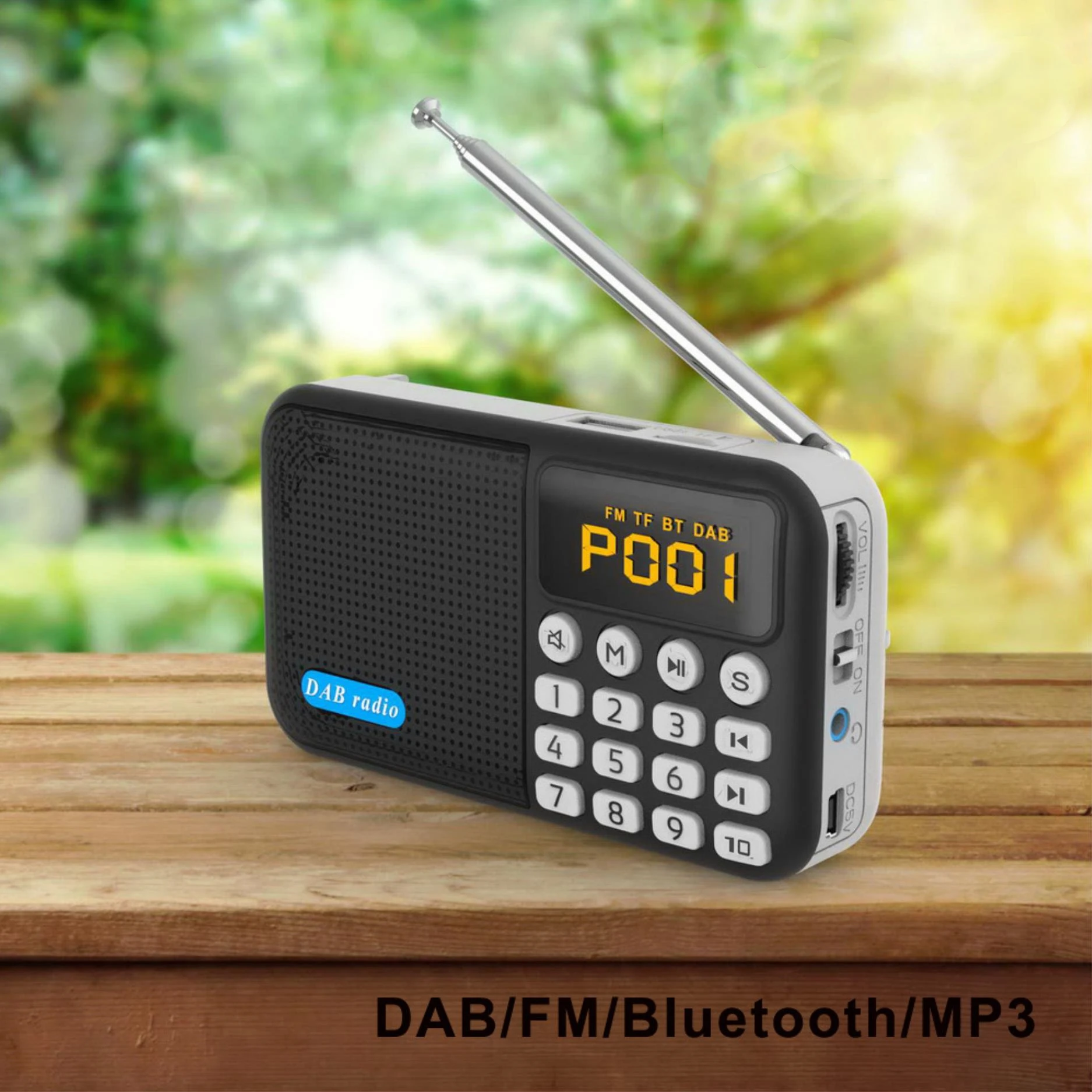 

Daupine многофункциональное портативное цифровое радио DAB, портативное радио DAB, Bluetooth, MP3