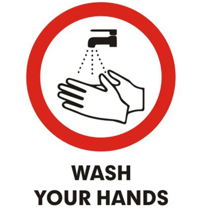2020 Caution Notice English Slogan Glass Wall Sticker Wash Hands Wear Mask Pattern | Stickers