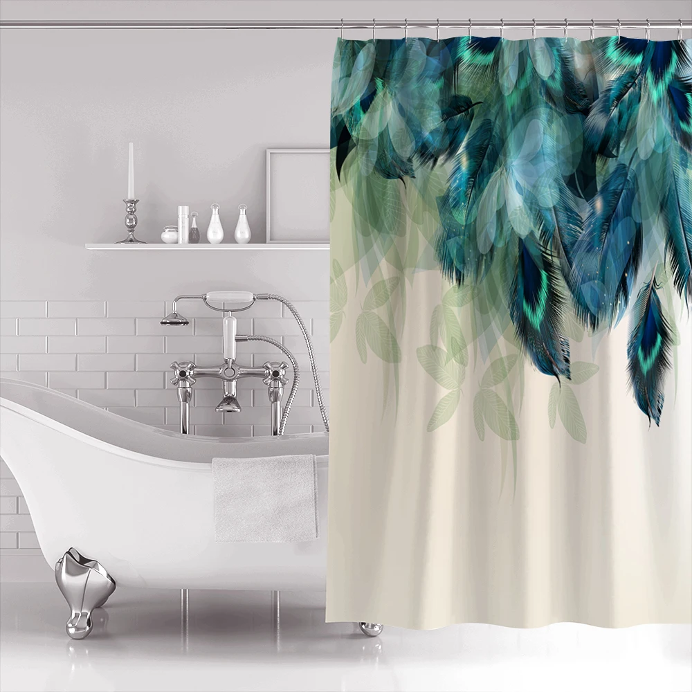 Красивое перо павлина занавеска для душа 3D вид Водонепроницаемая ванной