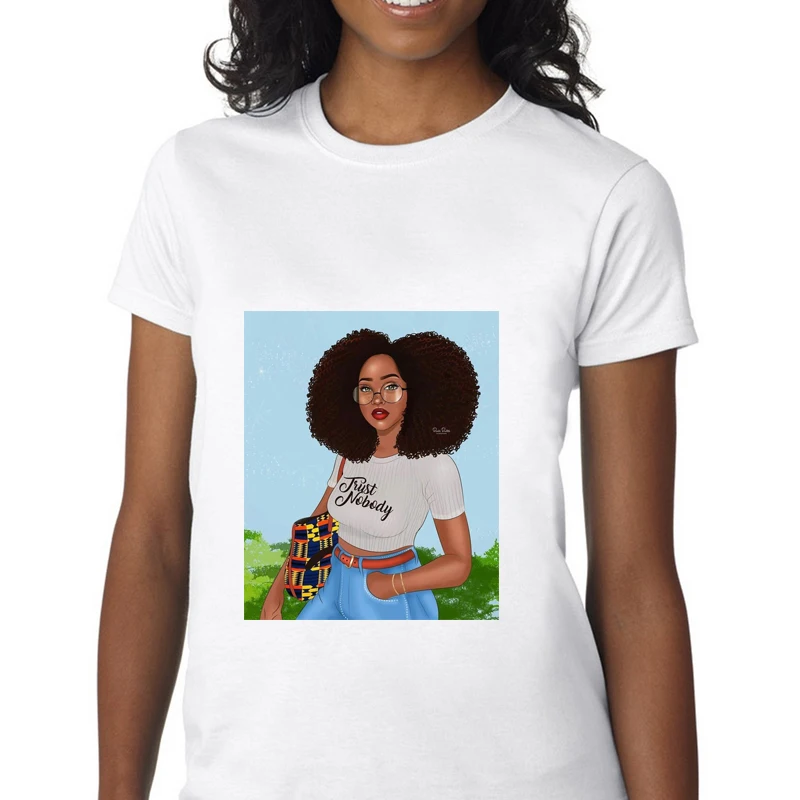 

Vogue Tops Cool Melanin Black Girl Print Female T-shirt Harajuku T-shirts for Women Summer Funny Cotton T Shirt Tee Shirt Femme