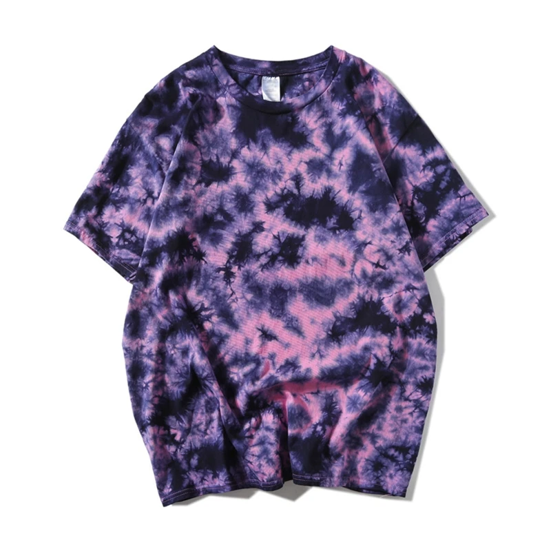 

Men Short Sleeve Hip Hop O-Neck T-Shirt Gradient Tie-Dye Oversized Pullover Tops U50C