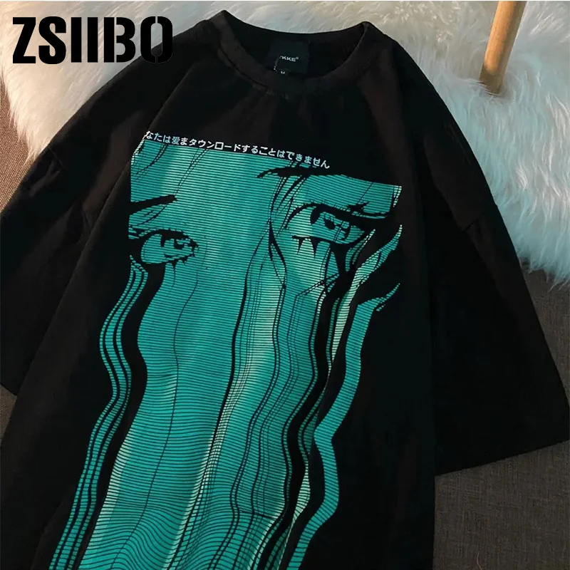 

100% cotton T-shirt Harajuku Summer Drawing print Short Sleeve O-neck Top clothes Oversized Women punk Tshirt Ulzzang Aesthetic