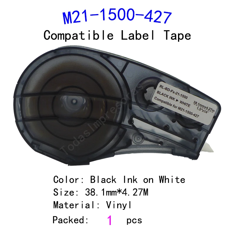 1 упаковка M21-1500-427 винил этикетка в виде ленты лента с черными чернилами на белом