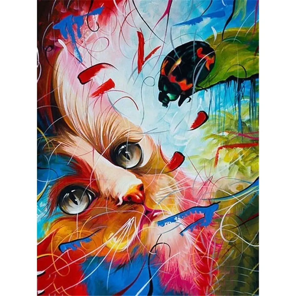 Полный набор алмазной мозаики 5D для вышивки крестиком кошки которая выглядит как