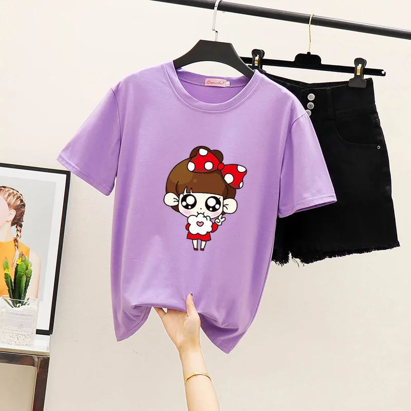

Solid Ladies Fashion Cotton Fashion Oversize T Shirt Women Tshirt Plus Size one