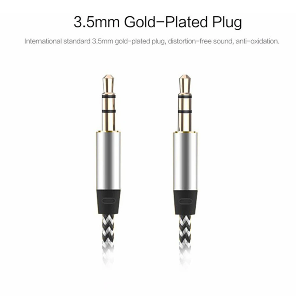 1M Aux Audio Extended Cable 3.5mm To Jack Mini Round Car Type Auxiliary For IPhone MP3 / MP4 Headphone 2020 |