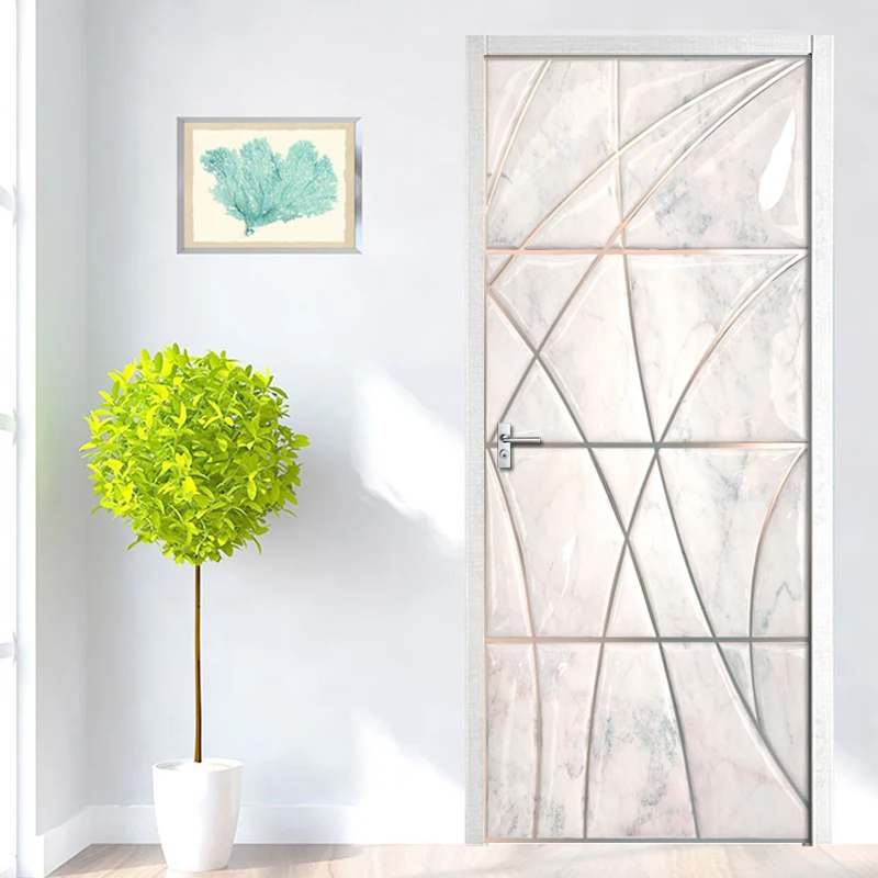 Самоклеящаяся дверная наклейка обои рельефная Линия 3D мягкий чехол европейский