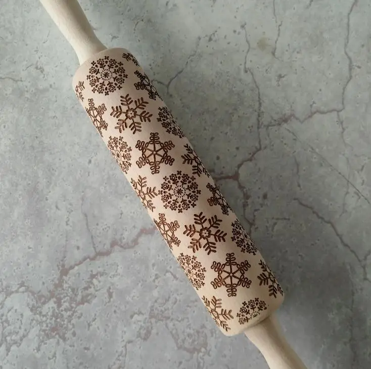 Скалка для тиснения по дереву в форме снежинки лазерная резка изогнутая кухни