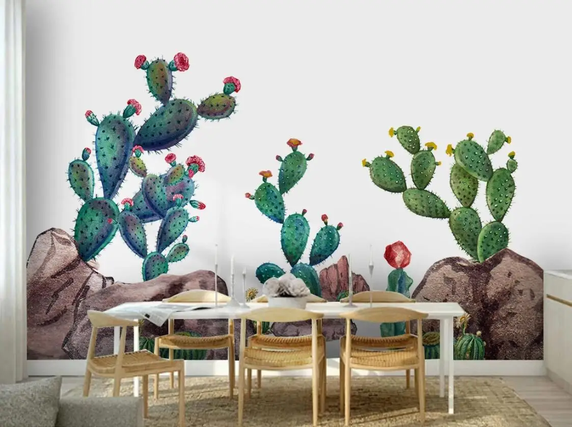 Свежая настенная Бумага С КАКТУСОМ Цветочная бумага с HD-печатью на заказ для