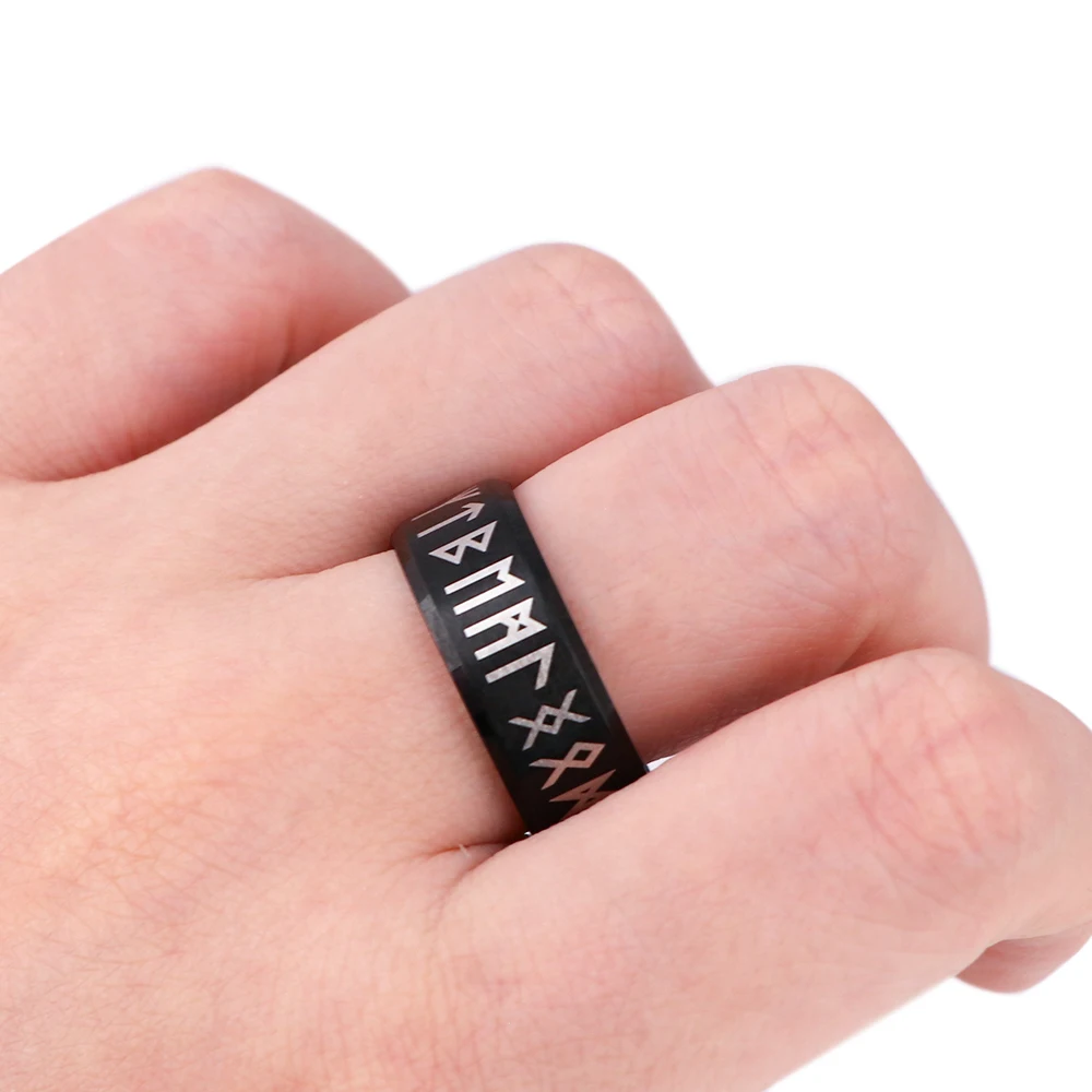 

DZ1879 Pagan Cool Stainless steel Odin Norse Viking Amulet Rune MEN Ring fashion Words Retro Jewelry Gifts Accessories