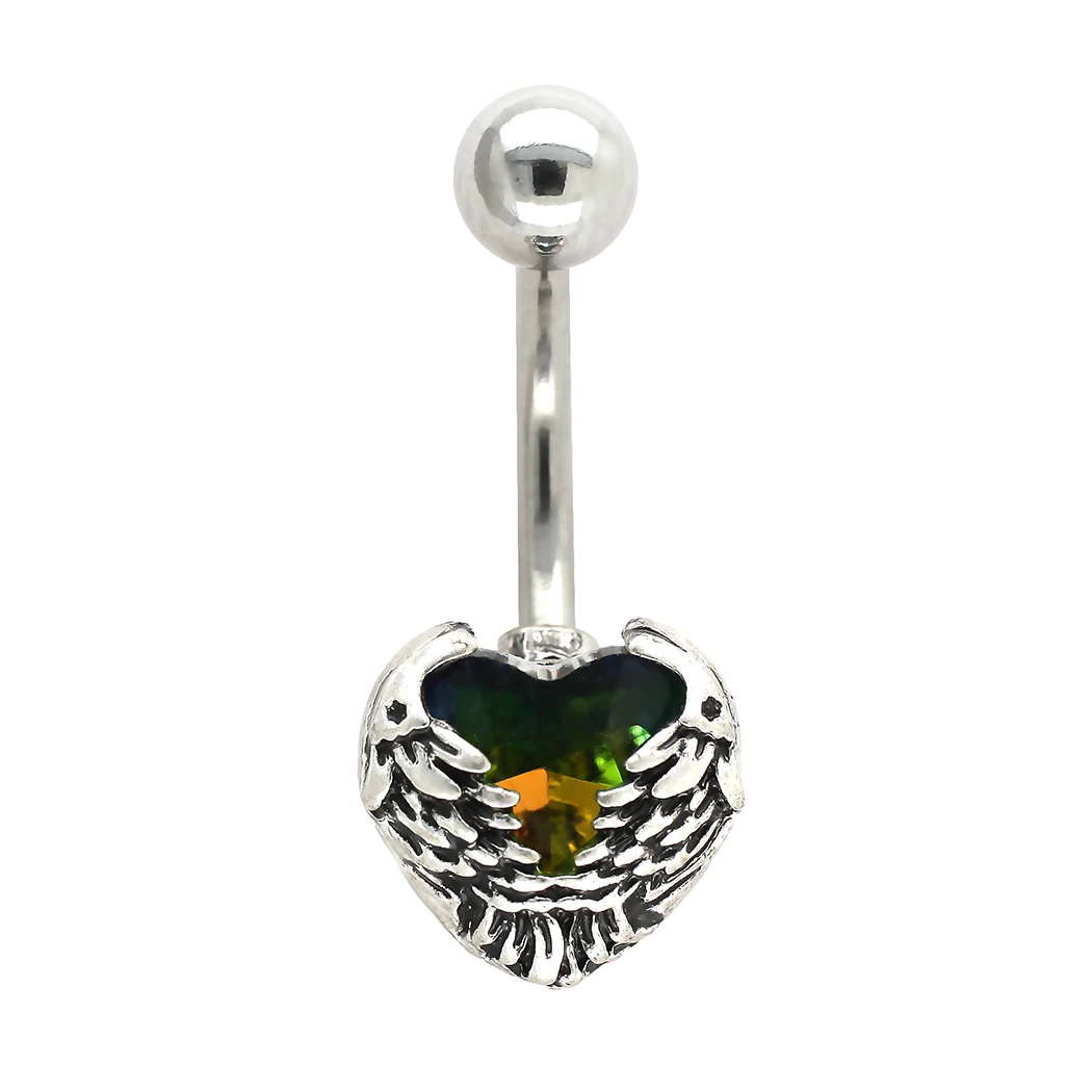 JHJT 1 шт. Сталь пупка кольца с украшением в виде кристаллов пупок форме сердца