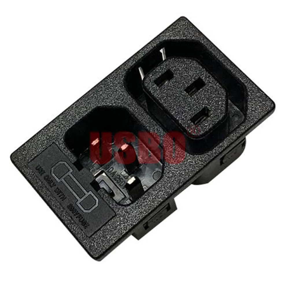 Розетка электрическая черная 10 А 250 В С 2 разъемами| |