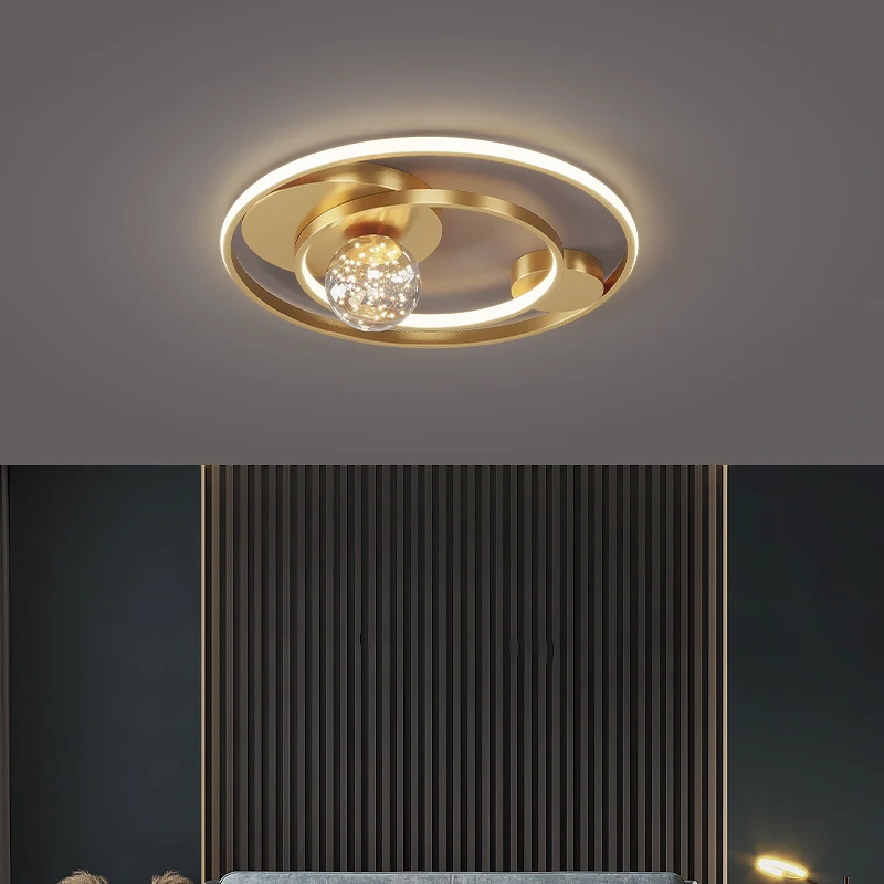 

Round LED Ceiling Light Home Gold&Black Lamp For Living Room Kitchen Foyer Bedroom Indoor Decoration Chandelier Lustre Luminaire
