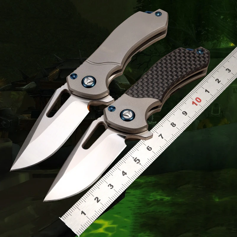 Harga M390 Pisau Lipat Bubuk Baja Pisau Saku Bertahan Hidup Paduan Titanium/Serat Karbon Menangani Keramik Bantalan Bola Alat Pisau EDC