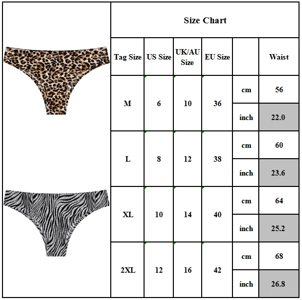 

Women Ladies Sexy Animal Printed Underwear Knickers Briefs Thong G-String T-Back