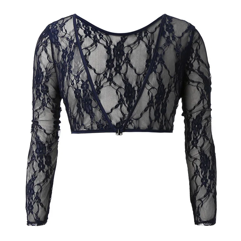 Lace blue Женский бесшовный топ для коррекции фигуры с обеих сторон размера плюс, сетчатый бесшовный облегающий Топ, облегающий верх, рубашка, блузки, черный, белый, синий цвет - Цвет: Lace blue
