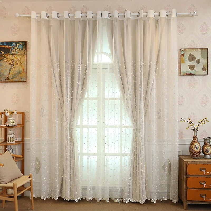 

Fresh Curtains for Living Dining Room Bedroom Pastoral Embroidered Curtains Blackout Custom Curtains