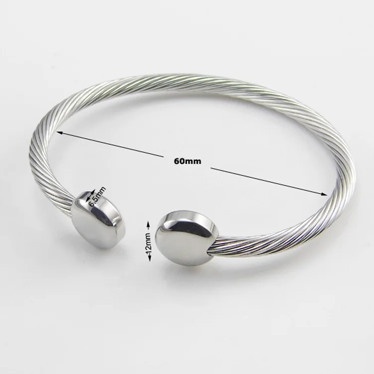 

New Arrivals Black / Gold Stainless Steel Bracelets Bangles Smooth Steel Twisted Wire Bracelet Germanium Accessories For Women