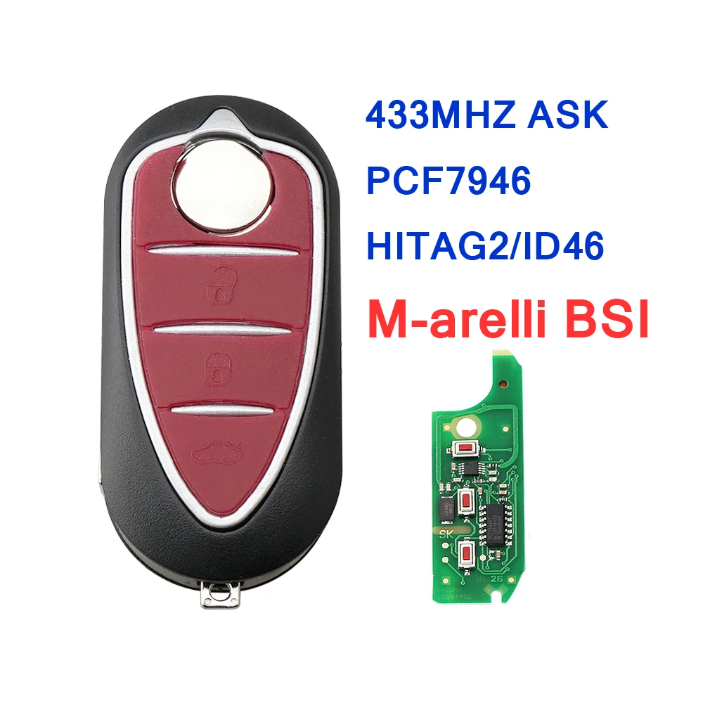 Пульт дистанционного управления с 3 кнопками для Alfa Romeo Giulietta 2010 Marelli BSI 433 МГц чипом
