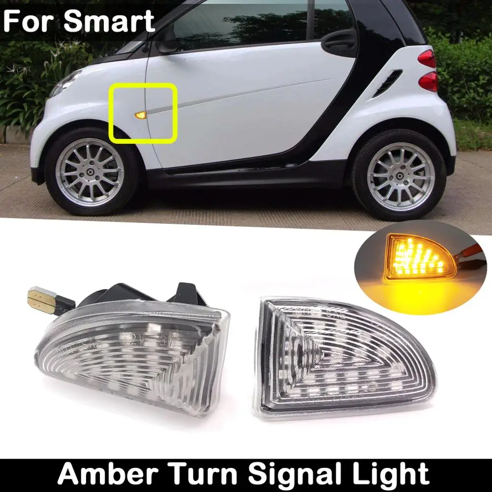 

2Pcs For Smart Fortwo 451 MK1/MKII 2007-2014 Clear Lens LED Side Marker Lamp Amber Turn Signal Light