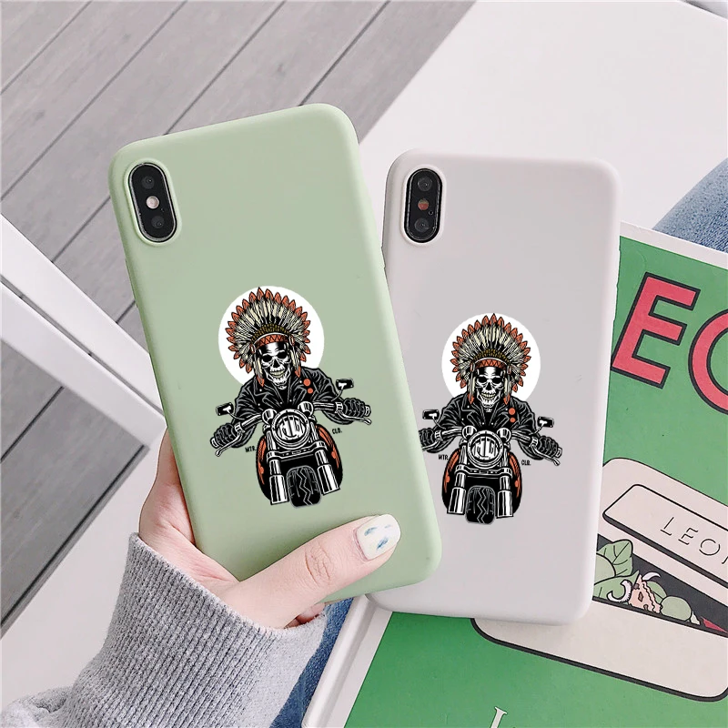 Чехол для iPhone 11 Pro X XS XR Max 6 7 8 plus ТПУ с принтом черепа | Мобильные телефоны и