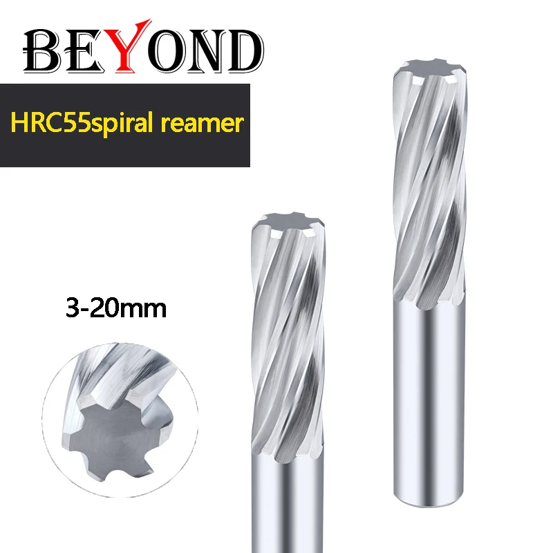 

BEYOND Lengthen Spiral Reamer Tungsten Steel Machine Carbide Straight Shank 100 Long 3-20mm Cutting Dia 6 Flutes CNC