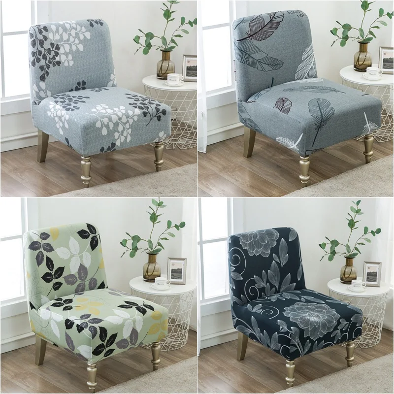 

Floral Printed Armless Chair Cover Single Sofa Stool Slipcover Modern Accent Stretch Chair Covers Elastic Couch Protector Cover